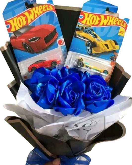 Flores eternas + carritos hot wheels